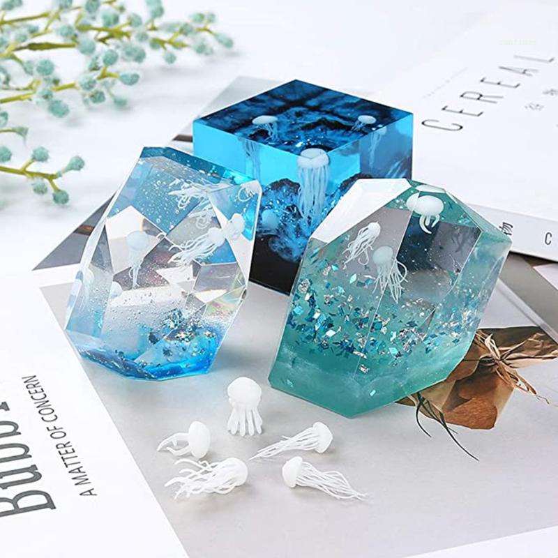 Set 18 Khuôn Làm Đồ Thủ Công Hình Cá Ngựa / Sứa Biển Bằng Nhựa Epoxy Độc Đáo