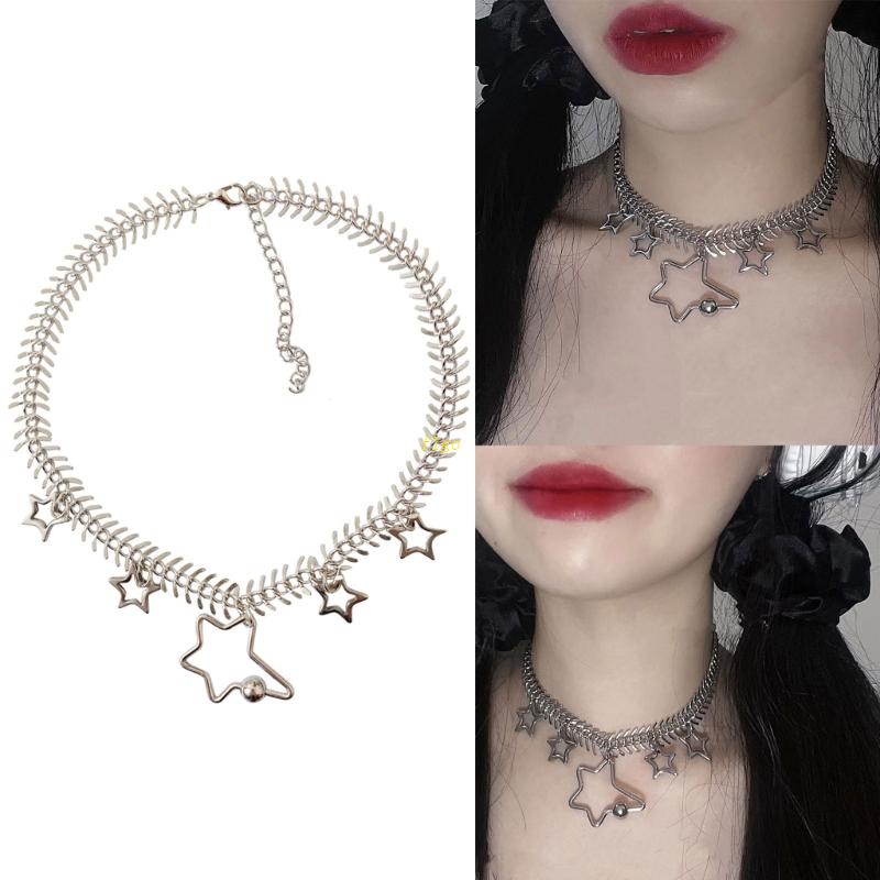 Flgo Vòng cổ Xương Cá Hình Ngôi Sao Năm Cánh Đơn Giản Phong Cách Hàn Quốc Cho Nữ Sinh