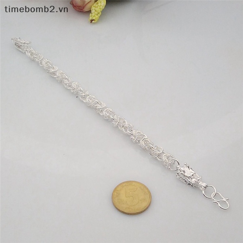 Vòng Tay Mạ Bạc Hình Rồng Thời Trang Cho Nam