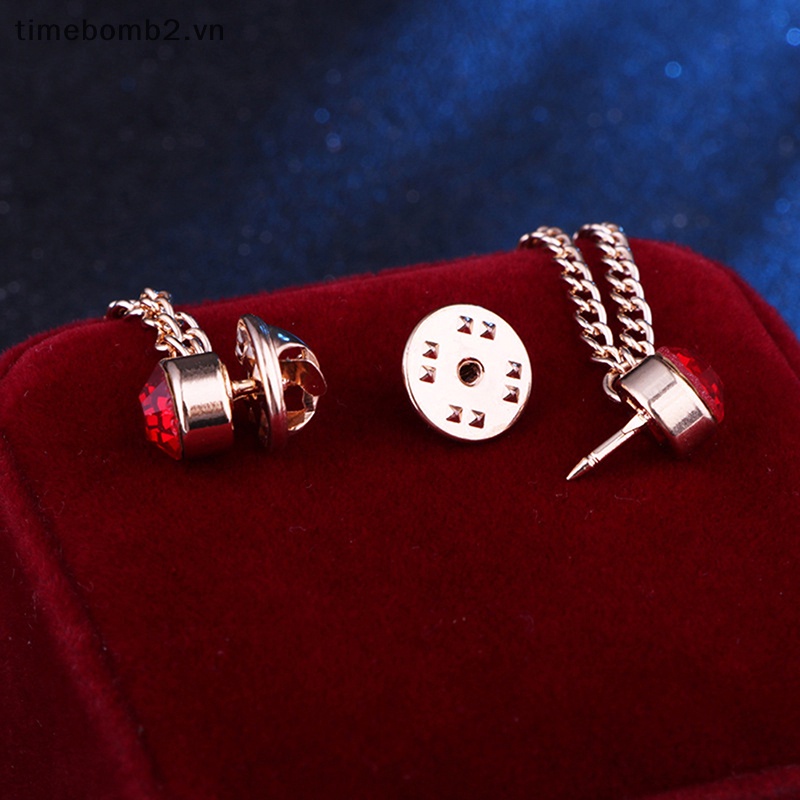 {Timebomb} Trâm Cài Áo Sơ Mi Đính Đá Phối Dây Xích Tua Rua Thời Trang