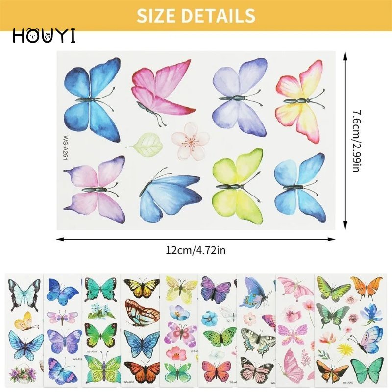 Hình Xăm Dán Tạm Thời Hình Bướm Nhiều Màu Sắc Chống Nước Dùng Một Lần
