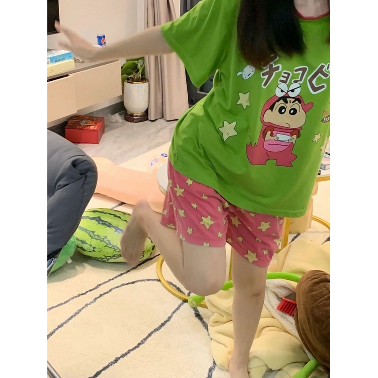 Bộ Đồ Ngủ Ngắn Tay In Họa Tiết Hoạt Hình Xinh Xắn Theo Phong Cách Mùa Hè Dành Cho Nữ Dưới 150.00kg