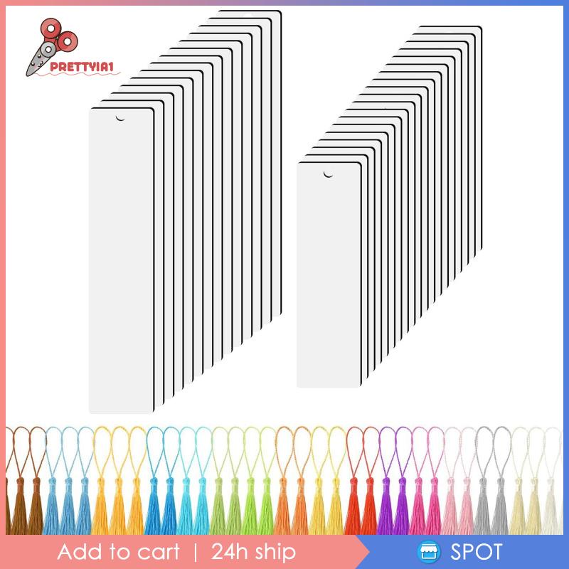 [Prettyia1] Thẻ Đánh Dấu Trang Sách Màu Trắng Kèm Tua Rua DIY