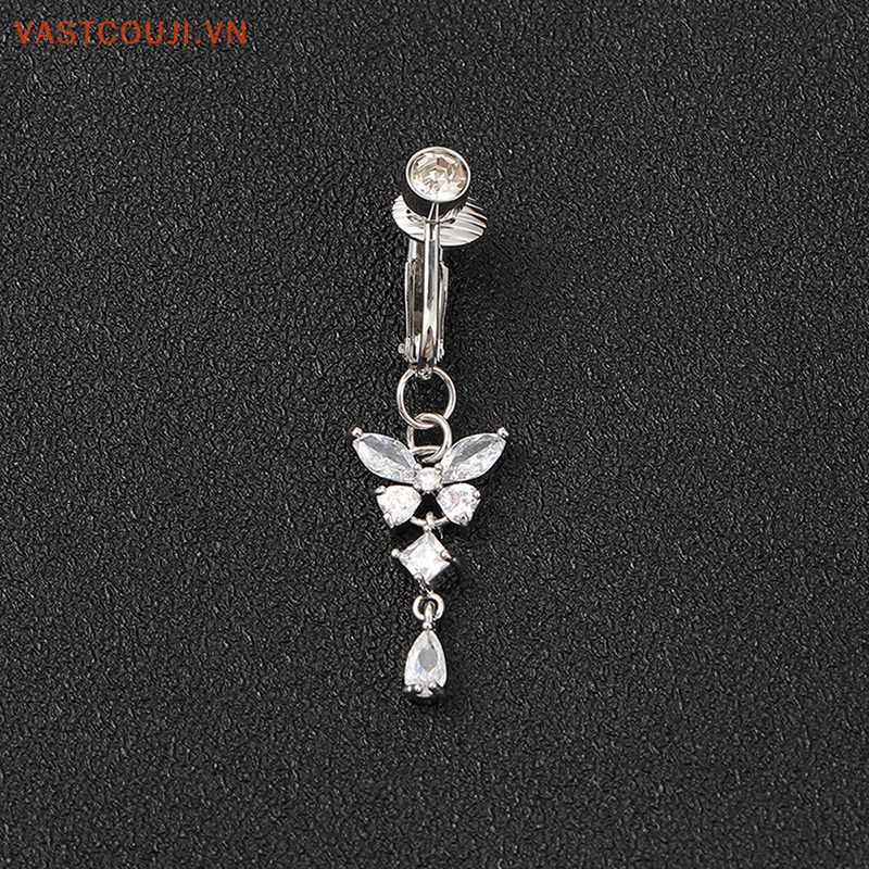 Khuyên Rốn Hình Bướm Đính Đá Zircon Xinh Xắn Cho Nữ