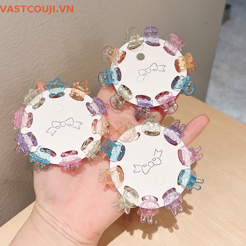 Kẹp Tóc Mini Bằng Nhựa Trong Suốt Hình Gấu / Thỏ Dễ Thương Cho Nữ
