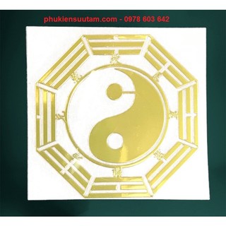Miếng dán hình thái cực bát quái, chất liệu: nhựa plastic, màu vàng - sp006176
