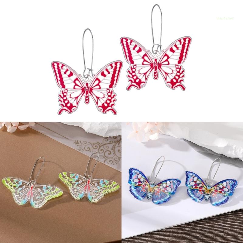 Bông Tai Hình Bướm Bằng Acrylic Phong Cách Punk Cổ Điển