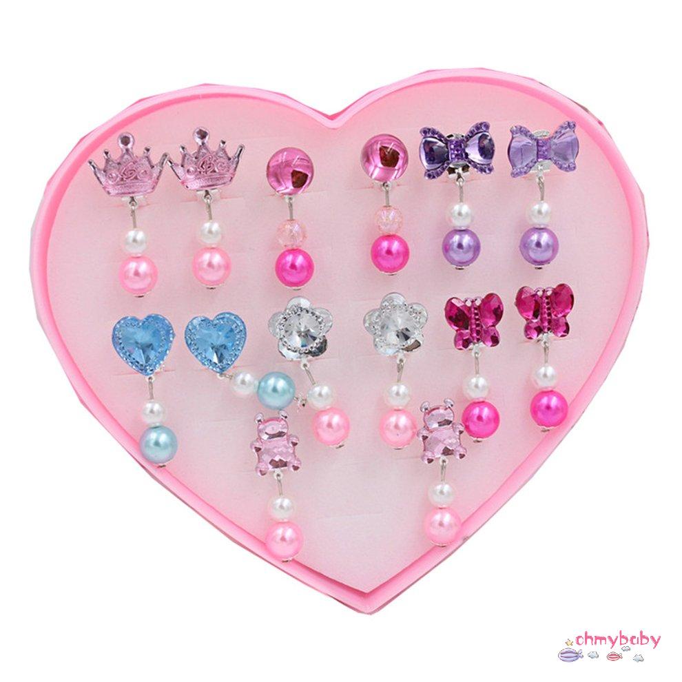 [Trong kho] 7 Đôi Bông Tai Trẻ Em Kẹp Bé Gái Chơi Chụp Trang Trí Dự Tiệc Đầm Giả Công Chúa Game Sức [P/19]