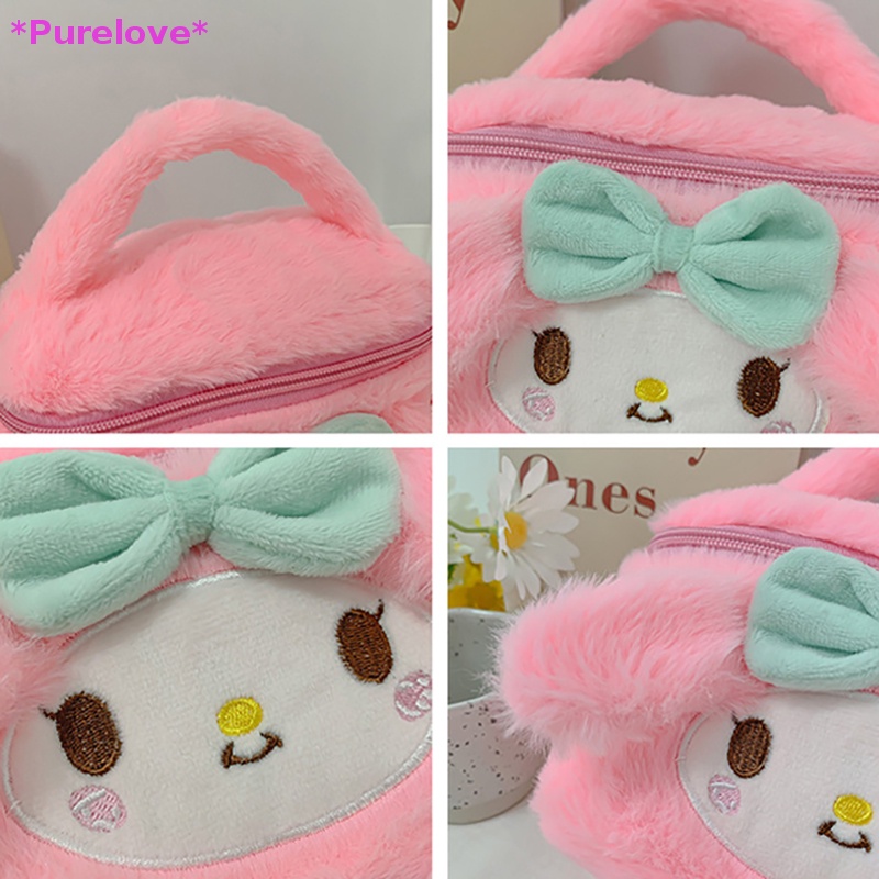 Túi Đựng Mỹ Phẩm Xách Tay Bằng Lông Nhung Họa Tiết Hoạt Hình Anime Dễ Thương Dành Cho Nữ Mới