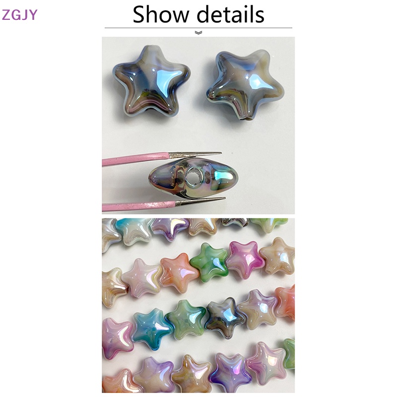 Set 10 Hạt Xỏ Lỗ Hình Ngôi Sao Năm Cánh Bằng Acrylic Dùng Trang Trí DIY Mới