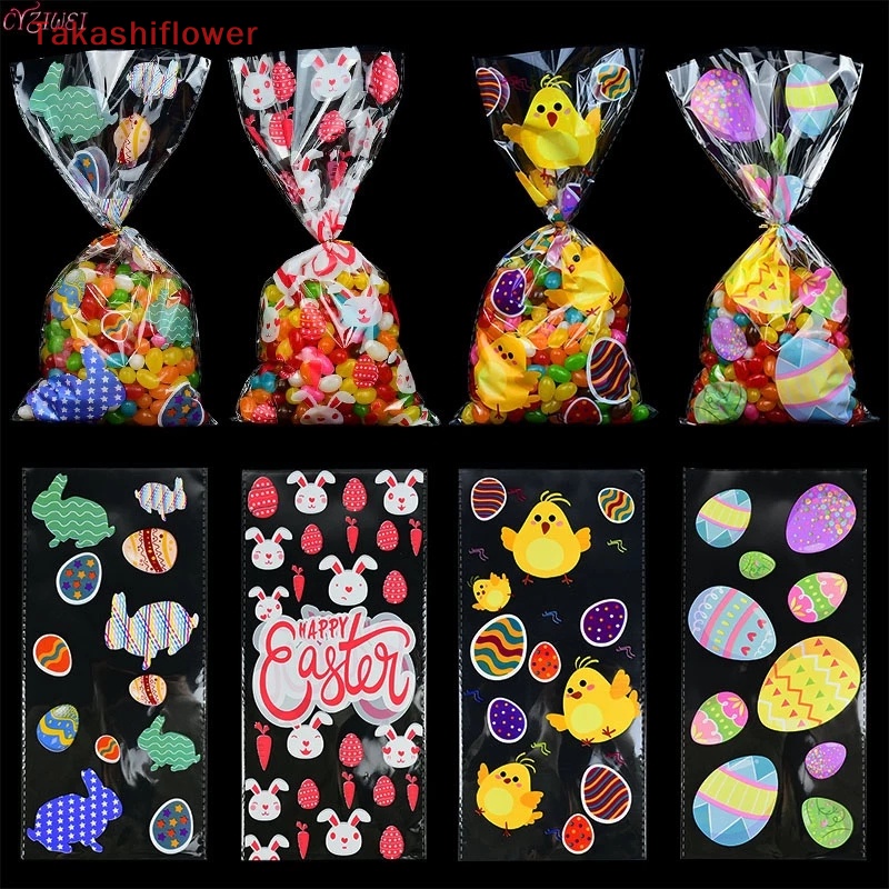 Set 50 Túi Bóng Kính Trong Suốt Đựng Bánh Quy Phục Sinh