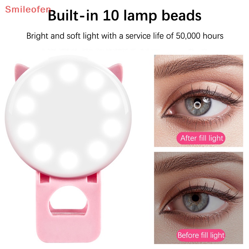 [Smileofen] Đèn LED Kẹp Mini Họa Tiết Hoạt Hình Có Thể Sạc Lại Dùng Trang Điểm Mắt / Chụp Ảnh Tự Sướng Trực Tuyến