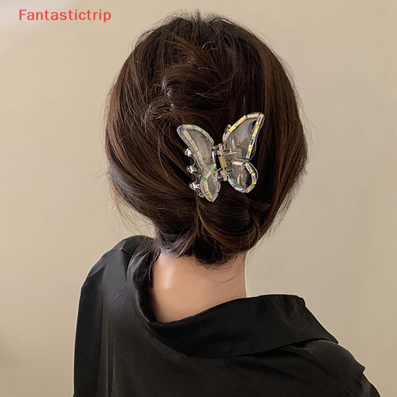 Kẹp Càng Cua Bằng Acrylic Trong Suốt Đính Ngọc Trai Hình Bướm Thời Trang Cho Nữ