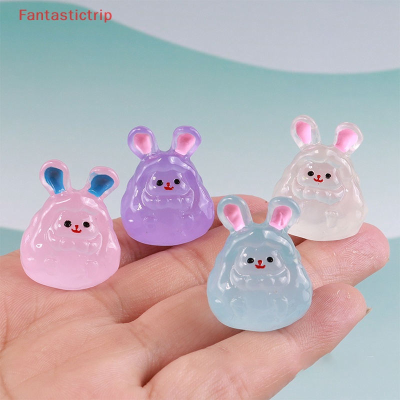 [Fantastictrip] Set 2 Mô Hình Thỏ Dạ Quang Bằng Nhựa Resin Dễ Thương Trang Trí Nhà Cửa / Xe Hơi