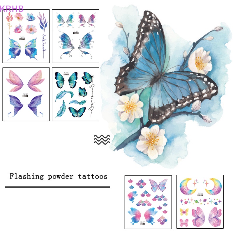 Hình Xăm Dán Họa Tiết Bướm 3D Chống Nước Độc Đáo Mới