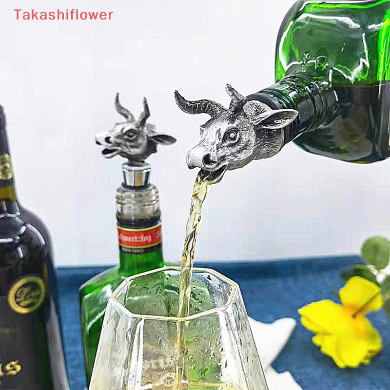 Nút Chặn Bảo Vệ Chai Rượu Chia Ngăn Hình Đầu Bò Bằng Hợp Kim Kẽm