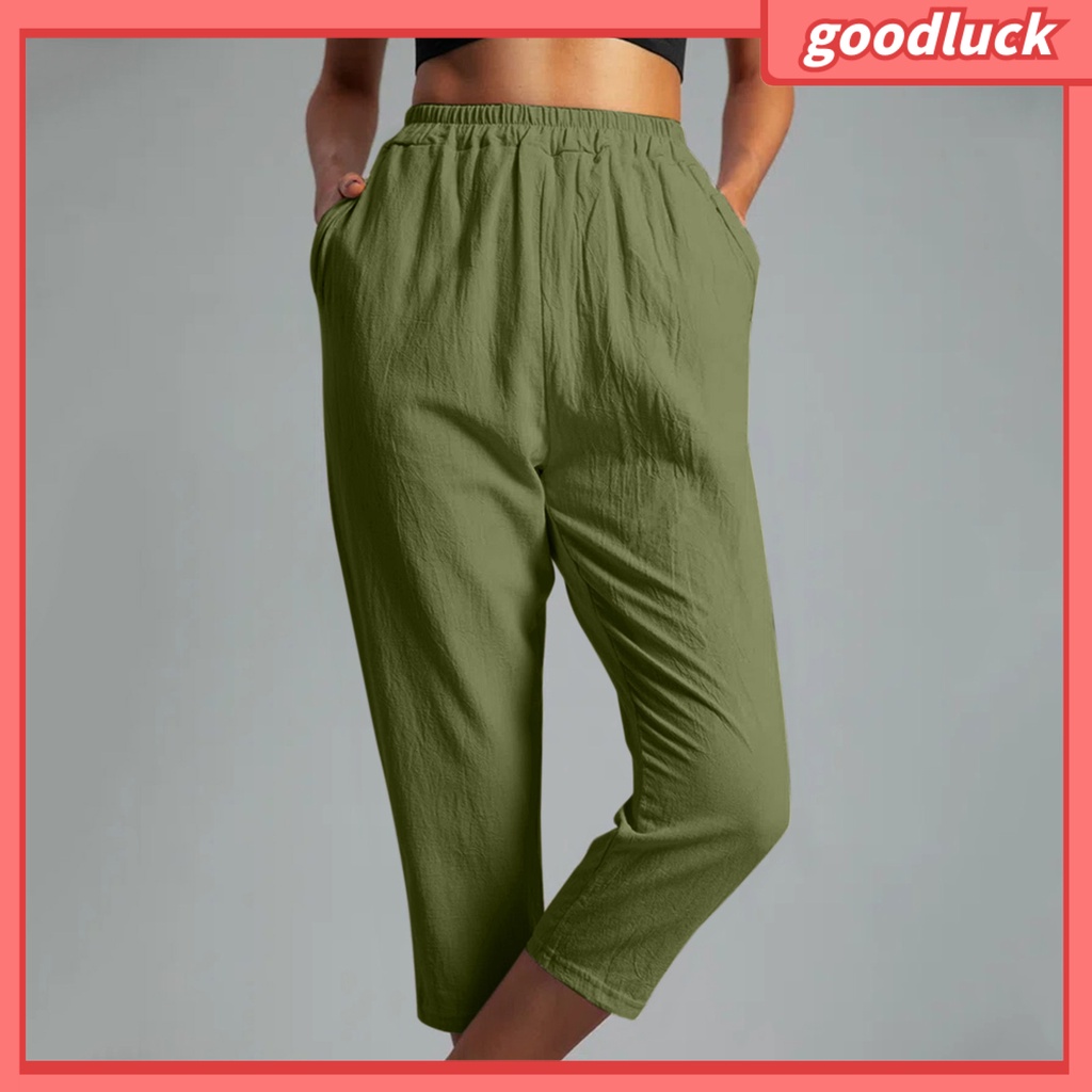 [ULK] Quần Dài Crop Top Màu Trơn Đơn Giản Dễ Phối Đồ Mặc Hàng Ngày Cho Nữ