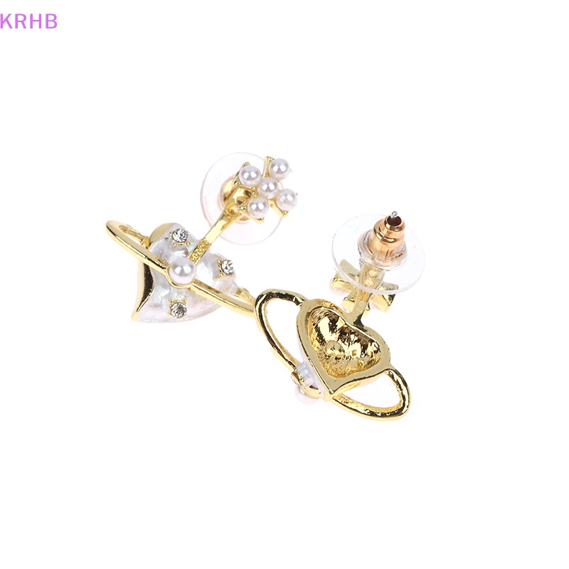 1 Đôi Bông Tai Hình Trái Tim Đính Đá Thời Trang Mới