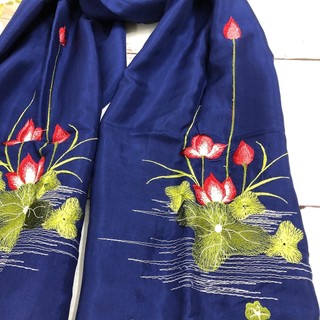 Khăn thêu tay Lụa Tơ Tằm cao cấp, 100% silk