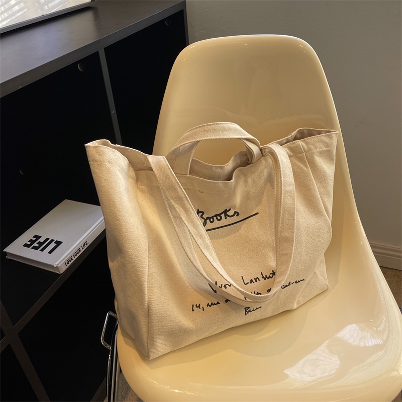 Túi Tote Vải Canvas In Chữ Cỡ Lớn Kiểu Hàn Quốc Thời Trang 2023 35X32 35X32