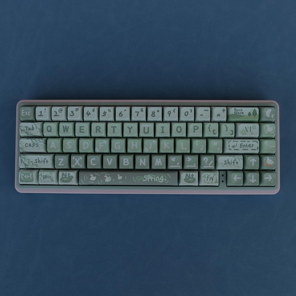 Spring Outing Keycaps XDA/Cherry Profile Matcha Sữa Xanh Thảo Cầm Viên PBT Dye Sub Bàn Phím Cơ Keycap