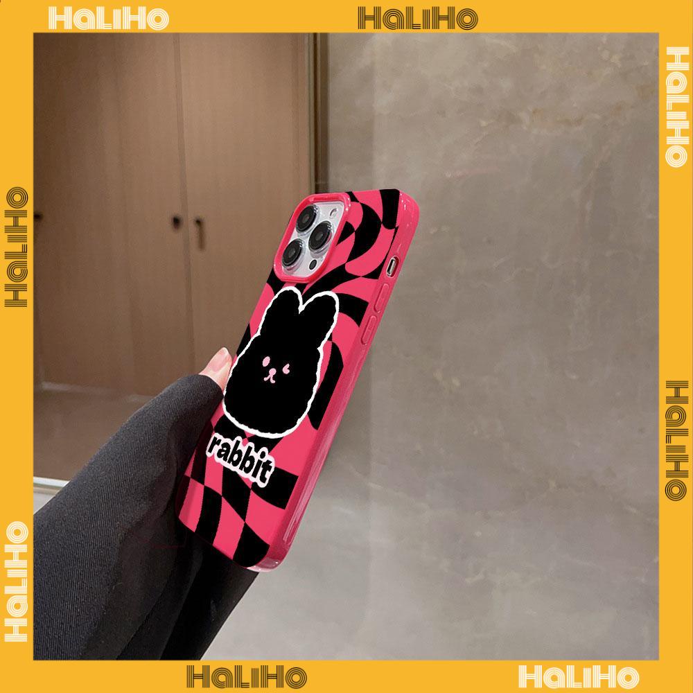 For iPhone 11 iPhone Case Red Glossy TPU Soft Case Shockproof Protection Camera Cute Black Big Head Rabbit Compatible with iPhone 14 13 Pro max 12 Pro Max 11 xr xs max 7 8Plus