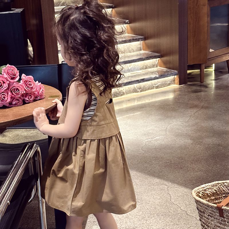 Đầm Sát Nách Màu Trơn Phong Cách Phương Tây Thời Trang Mùa Hè Xinh Xắn Cho Bé Gái