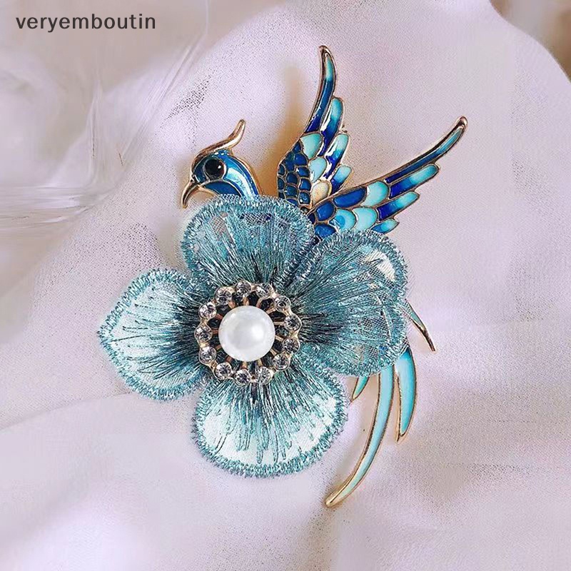 Ghim Cài Áo Hình Chim Phượng Hoàng / Hoa Đính Ngọc Trai Tráng Men Thời Trang Cho Nữ