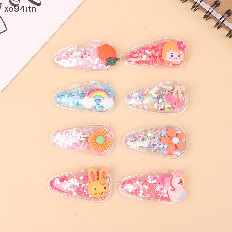 Tn Set 5 Kẹp Tóc Mái Bên Họa Tiết Động Vật Trái Cây Hoạt Hình Kim Tuyến Nước Mưa Cho Trẻ Em n