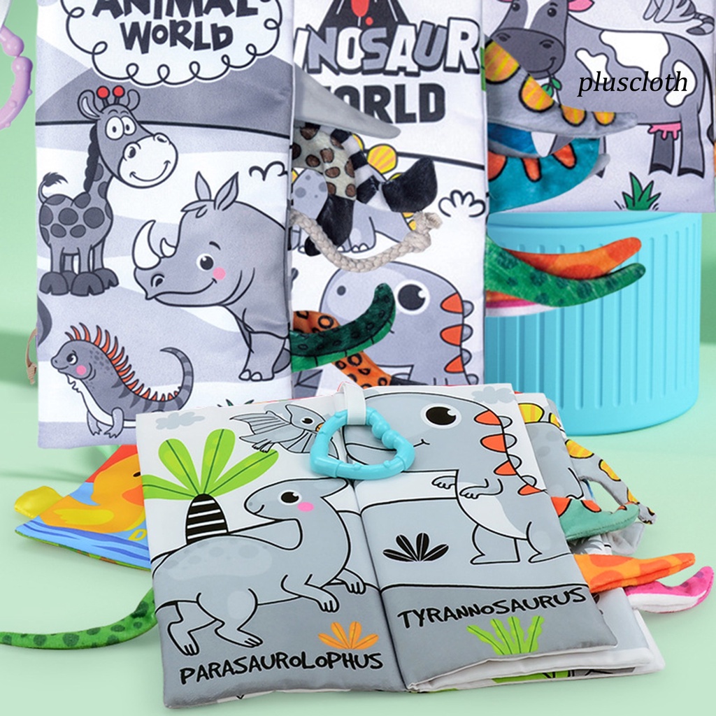 &lt; Plus &gt; Sách Vải Với Vòng Giấy Âm Thanh Chủ Đề Động Vật Hoạt Hình Màu Sắc Tươi Sáng Chống Mài Mòn Giáo Dục Sớm Cho Bé