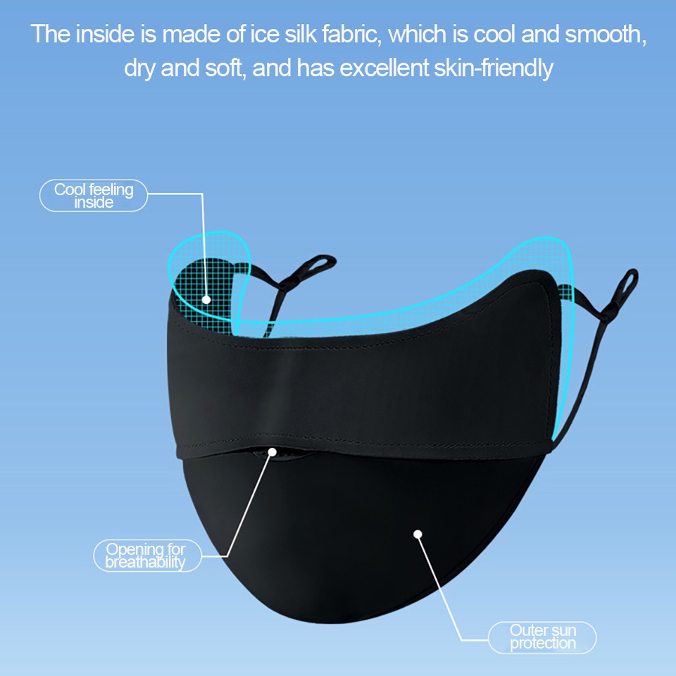 Khẩu Trang Lụa Chống Nắng Chống Bụi Chống Tia UV Thoáng Khí Có Thể Điều Chỉnh