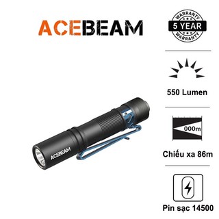 Đèn pin mini acebeam pokelit độ sáng 550 lm chiếu xa 86m pin sạc 14500 kèm theo
