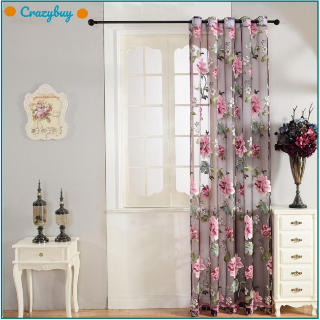 Cr 1 Rèm Cửa Sổ Thêu Họa Tiết Hạt Cườm Lỗ Thoáng Khí Trang Trí Phòng Khách / Phòng Ngủ