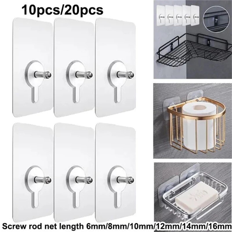 Set 5 / 10 / 20 Móc Treo Đồ Dán Tường Không Cần Khoan Chịu Lực Tốt