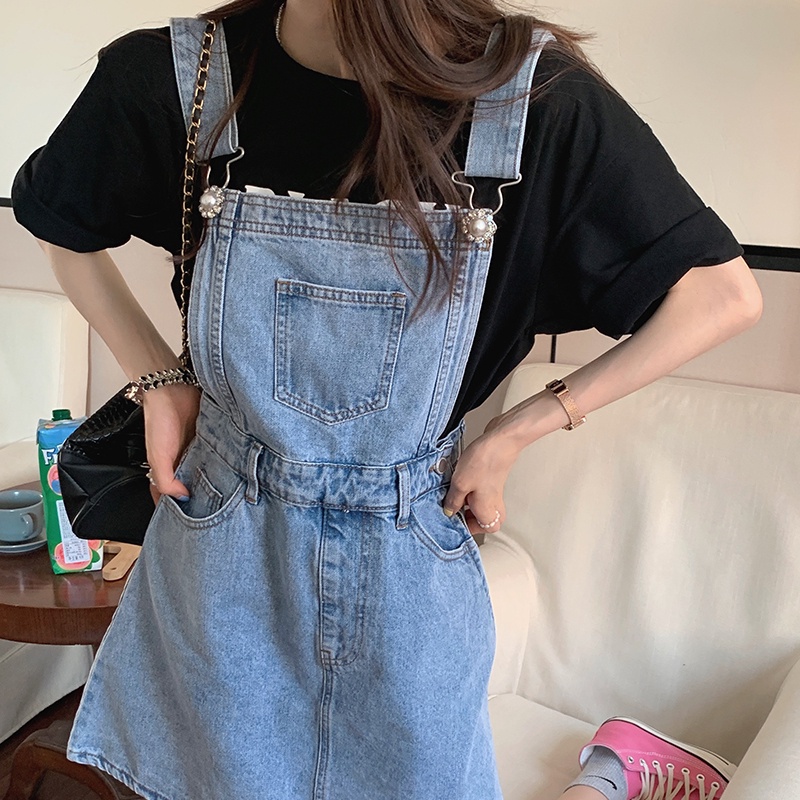 Váy Yếm Denim Ngắn Trẻ Trung Thời Trang Mùa Hè Cho Nữ