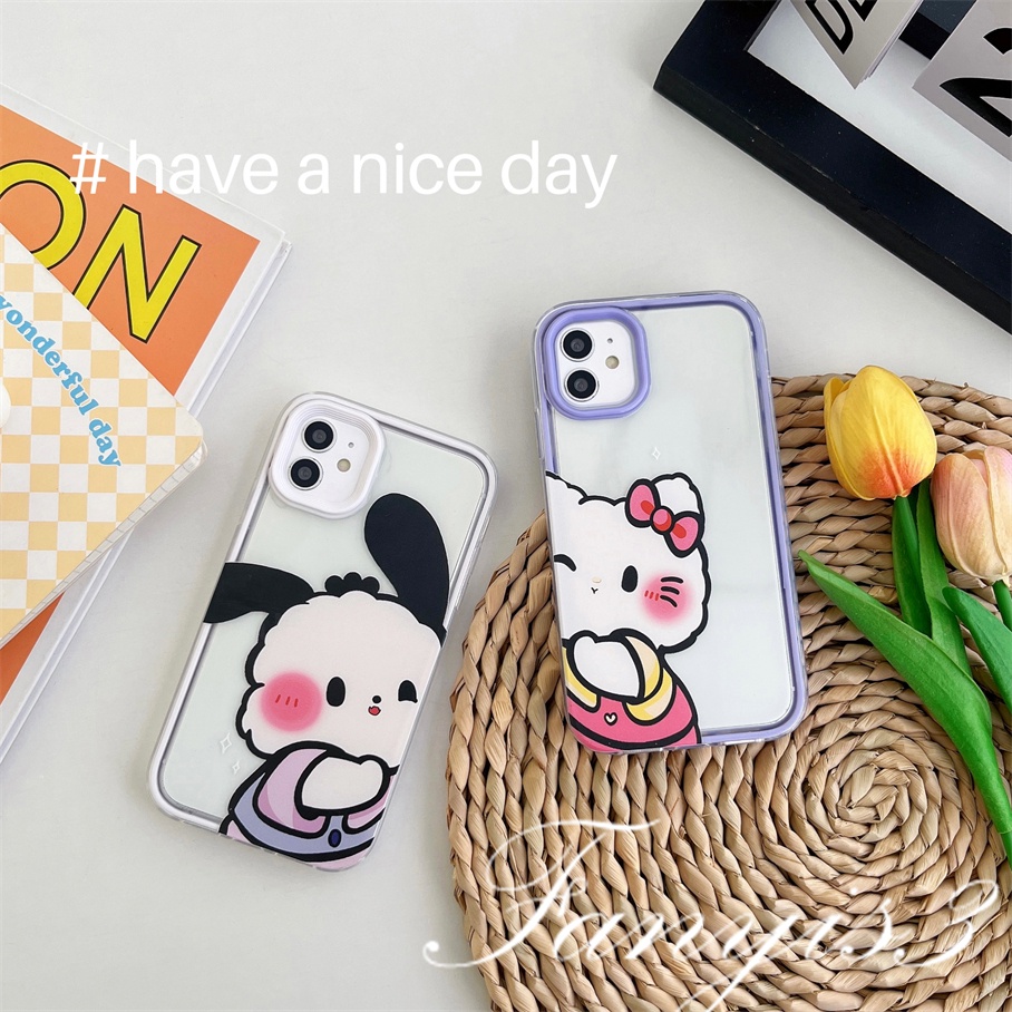 Ốp Điện Thoại Mềm Hình Chó Mèo 3 Trong 1 Cho iPhone 14 13 12 11 Pro Max XS Max XR X XS 8 7 6 6s Plus SE 2020