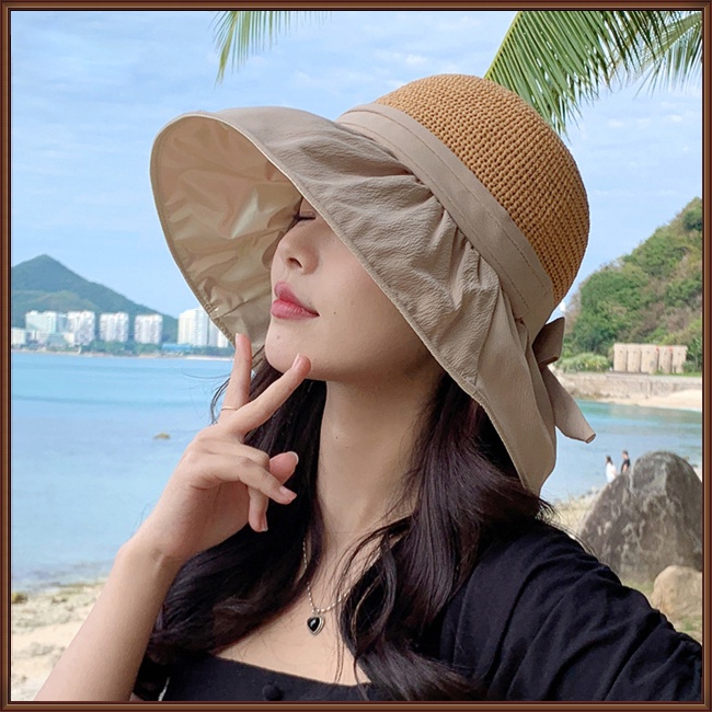 Nón Tai Bèo Rộng Vành Chống Tia Uv Thoáng Khí Đính Nơ Ngọt Ngào Thời Trang Mùa Hè Cho Nữ