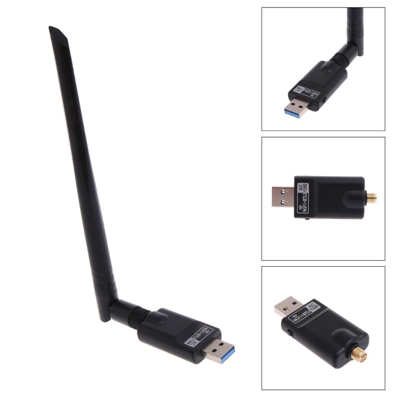 Usb Thu Tín Hiệu Wifi BT5.0 Wlan Hai Băng Tần 2.4G / 5G Mini 1300Mbp Có Ăng Ten Chất Lượng Cao
