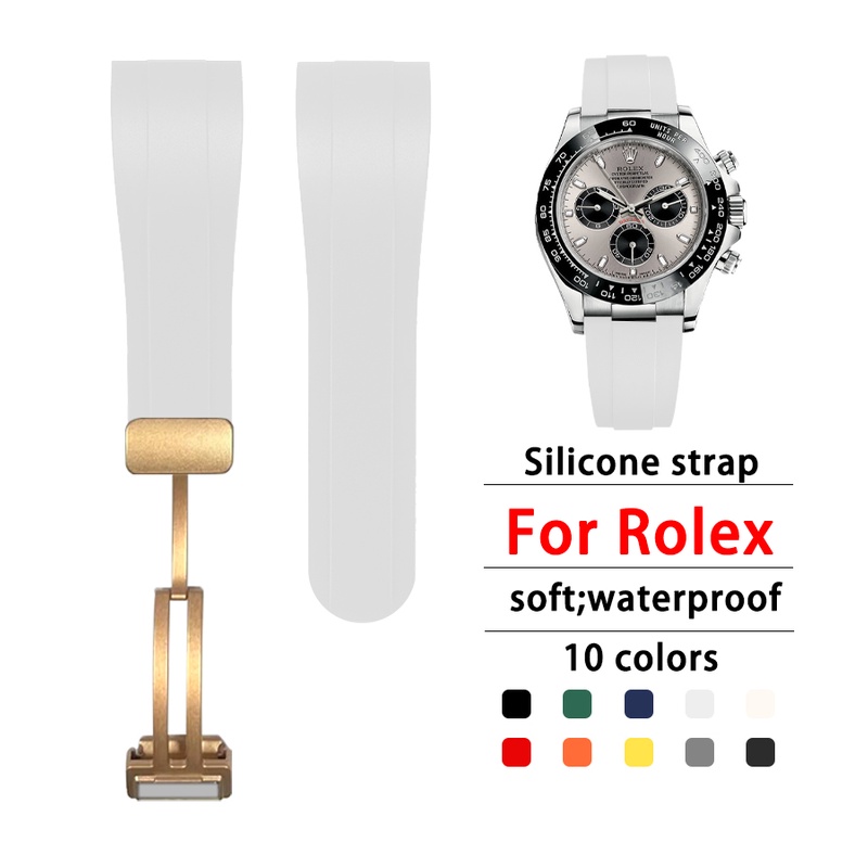Dây Đeo Đồng Hồ Bằng Cao Su Silicone Mềm Cong 22mm Chống Nước Cho Rolex Submariner Ghost