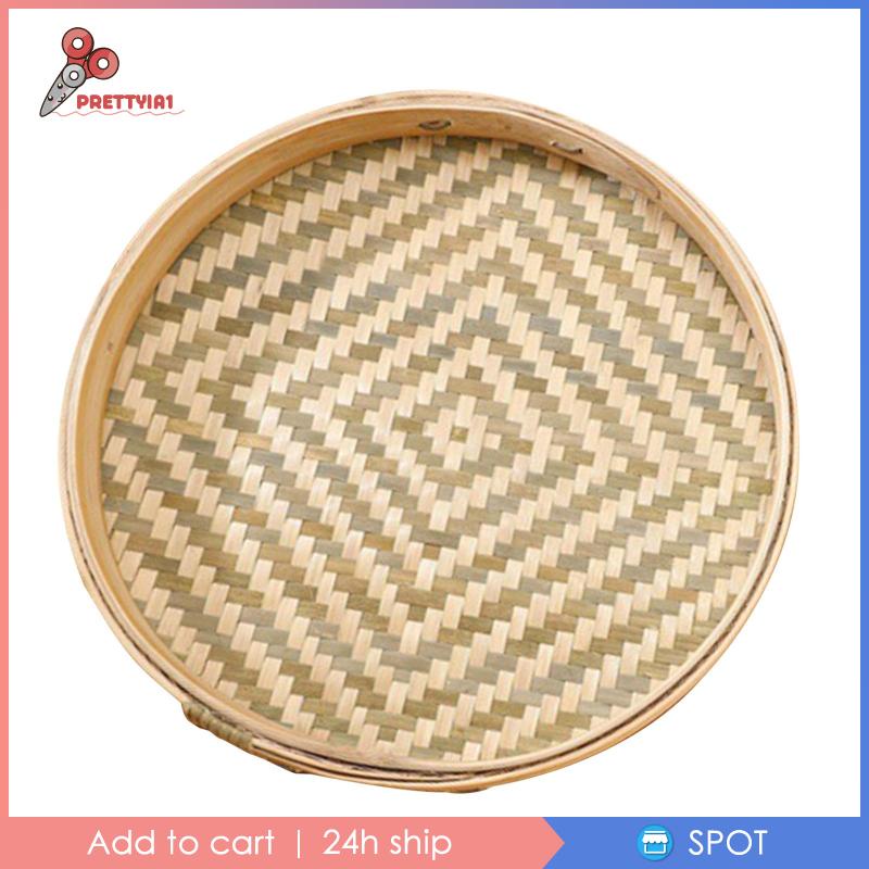 [Prettyia1] Rổ Tre Đan Thủ Công Hình Tròn Đựng Trái Cây Khô / Thức Ăn Trang Trí