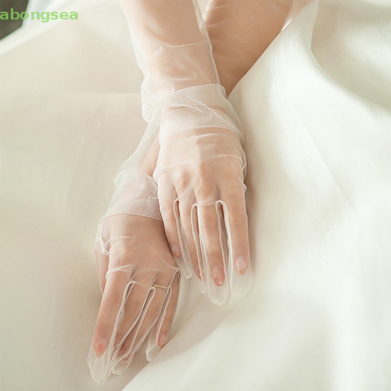 Abongsea Găng Tay Vải Tuyn Co Giãn Thời Trang Cho Cô Dâu