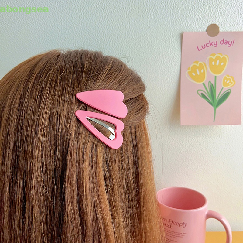 3 Kẹp Tóc Hình Trái Tim Màu Kẹo Ngọt Phong Cách Vintage Cho Nữ