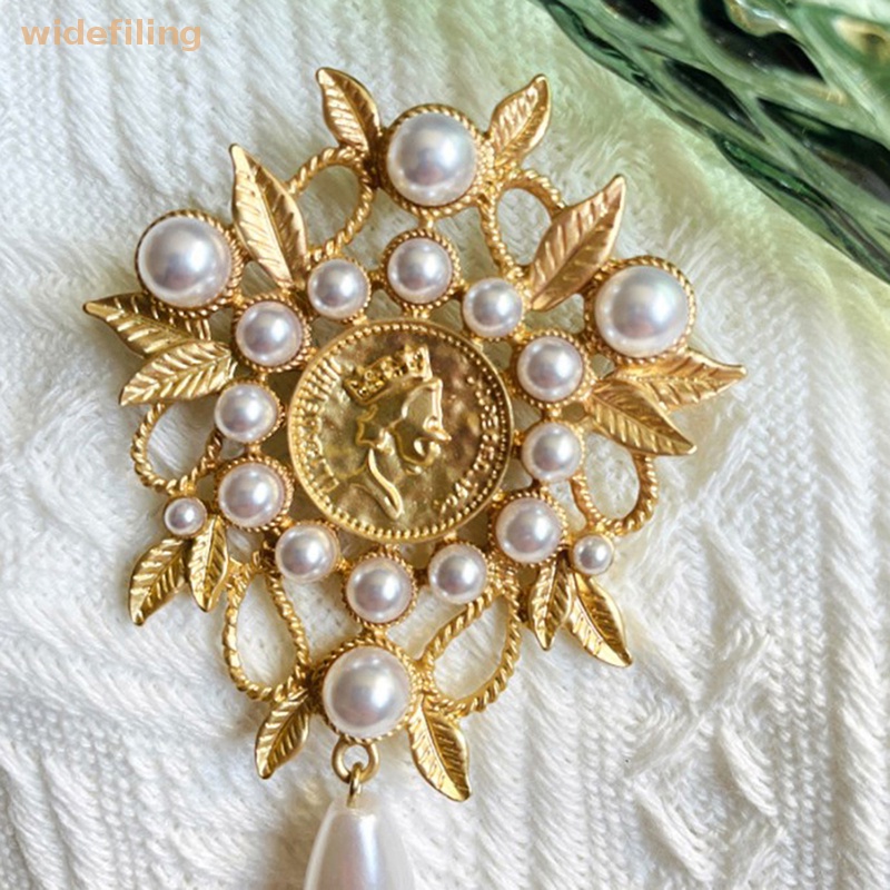 Trâm Cài Áo Hình Giọt Nước / Lá Cây Đính Ngọc Trai Giả Màu Sắc Vàng Phong Cách Baroque Thời Trang Cho Nữ