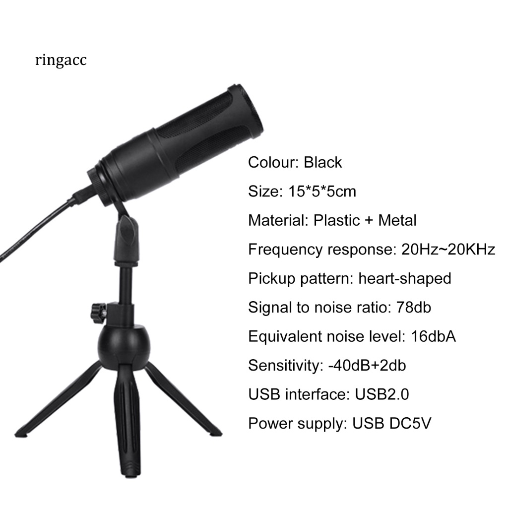 Micro RGA Có Dây Cầm Tay Chống Mất Màu Đen Kèm Giá Đỡ Cho Chơi Game