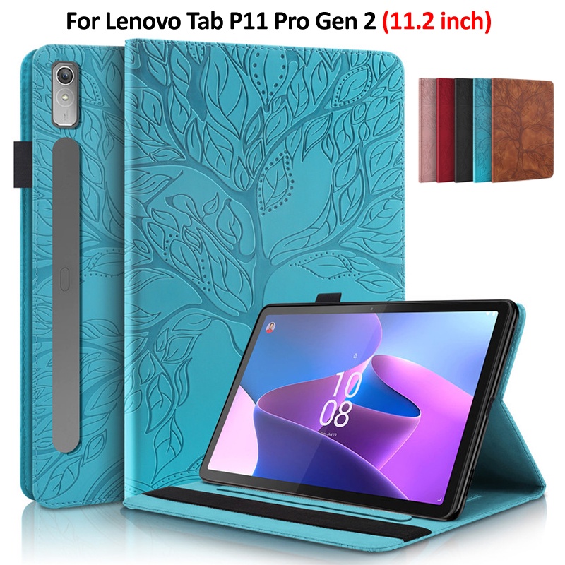 Ốp Máy Tính Bảng Nắp Lật Kiêm Ví Hình Cây Dập Nổi Cho Xiaoxin Pad Pro 2022 11.2 "Lenovo Tab P11 Pro Gen 2 P11 Pro 2022