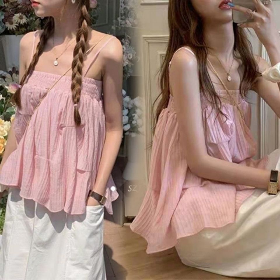 Áo Dây Chiffon Dáng Rộng Màu Hồng Phong Cách Hàn Quốc 2023 Cho Nữ 'S 2023