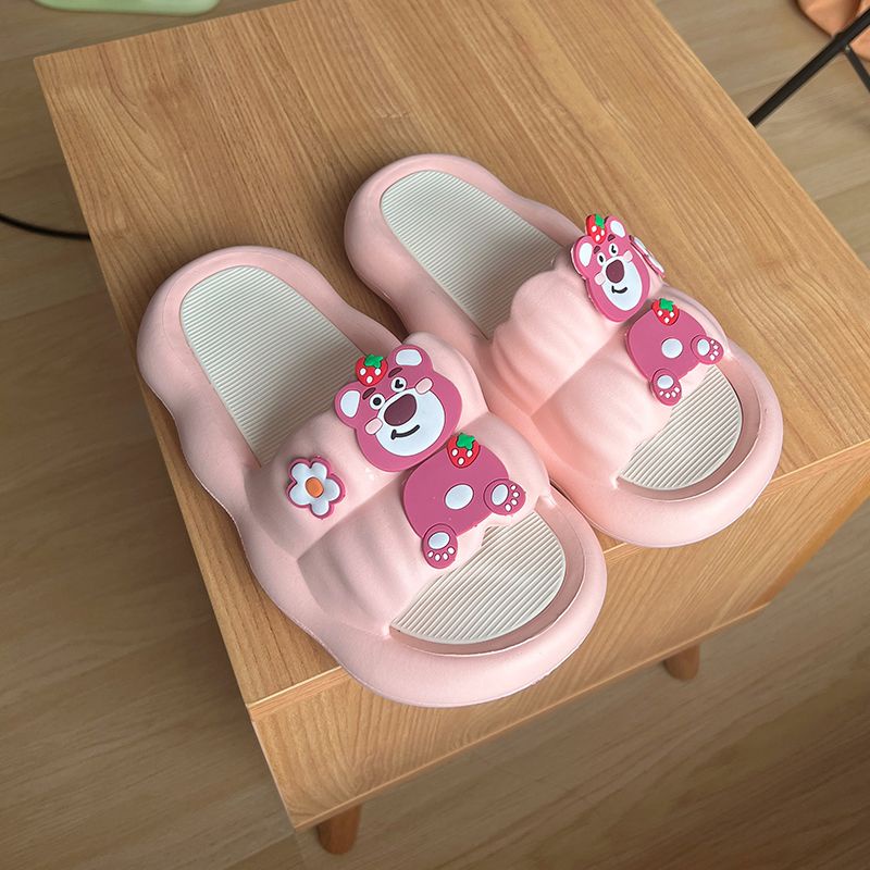Dép Đi Trong Nhà / Ngoài Trời Dày Dặn Thoải Mái Họa Tiết Gấu Hoạt Hình Tiêu Chuẩn