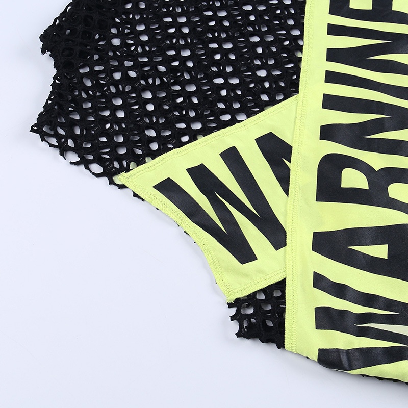 Weania Phụ Nữ Y2k Phong Cách Lưới Cảnh Báo Cắt Xén Bể Cá