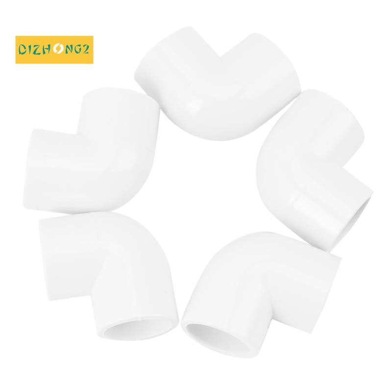 5 miếng 20mm Dia 90 Góc độ khuỷu tay Phụ kiện ống PVC Đầu nối Bộ chuyển đổi Màu trắng