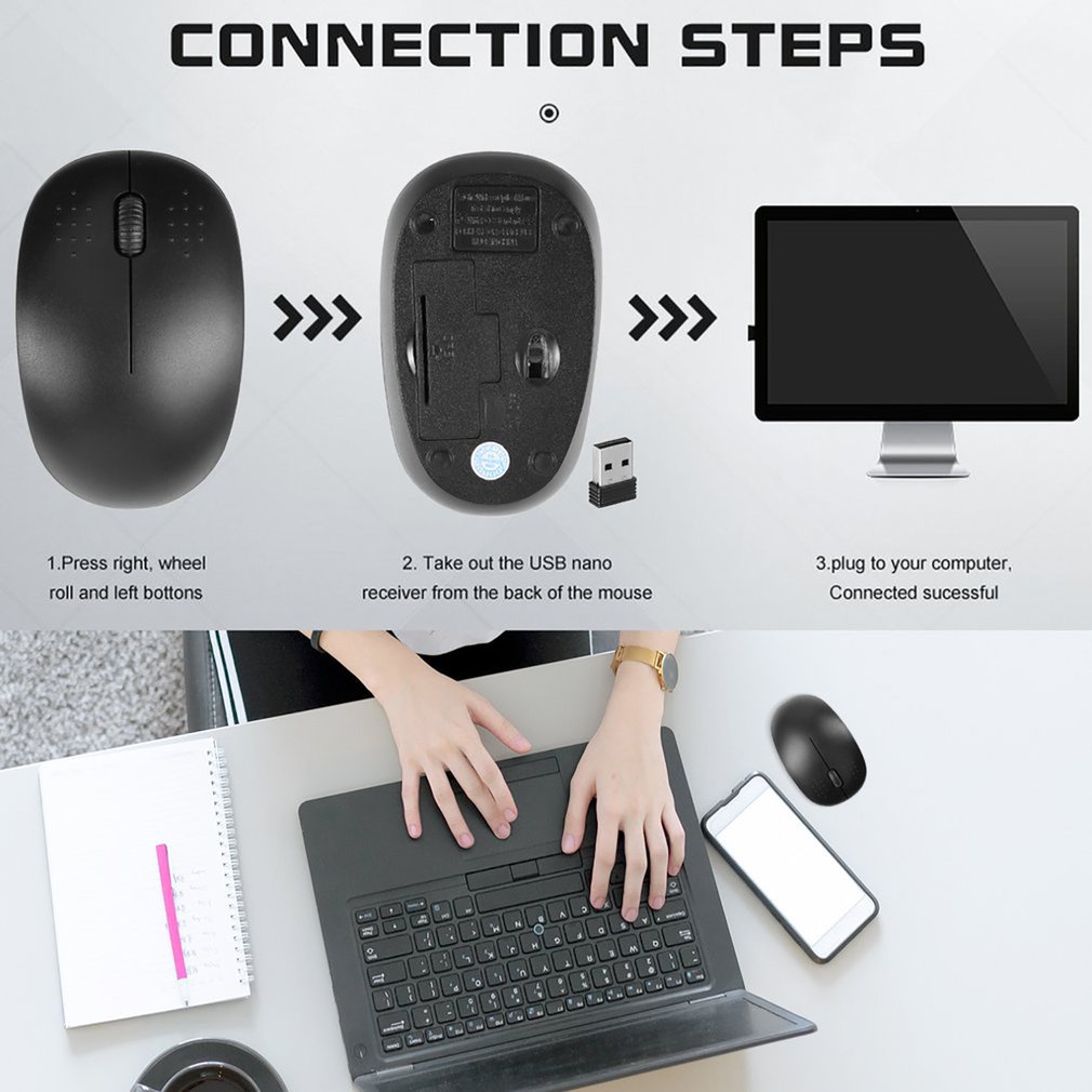 Wireless Mouse Office Multifunctional 2.4Ghz Game Player Usb Receiver Pc Gaming Laptops Computer Accessories [Q/11]